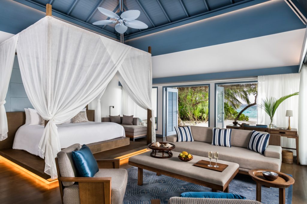Beach Villa Bedroom c Raffles Maldives Meradhoo